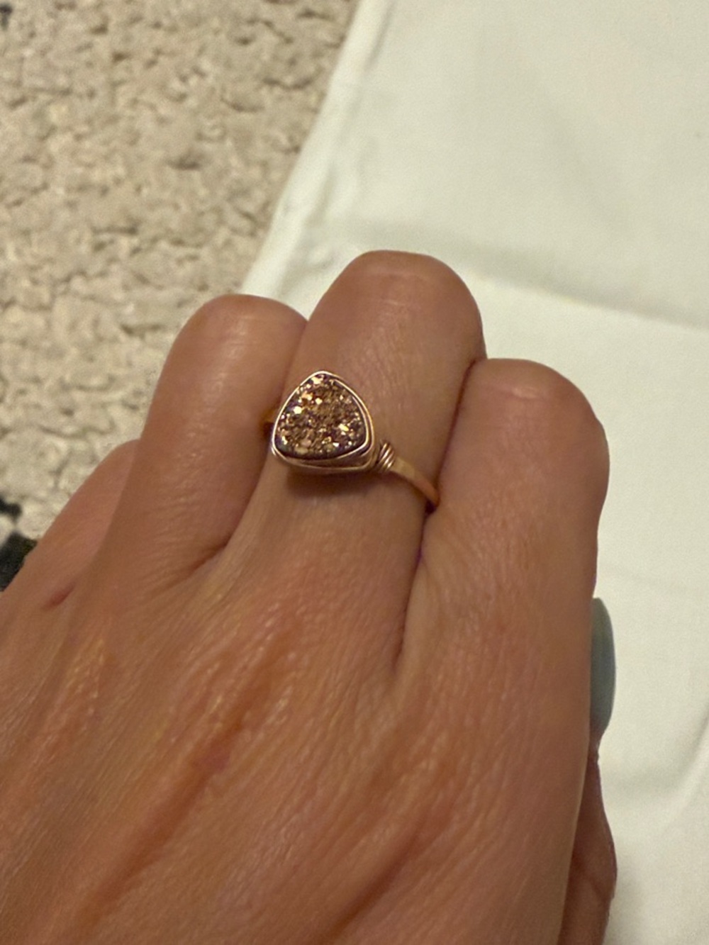 Rose Gold Druzy Ring - Size 6